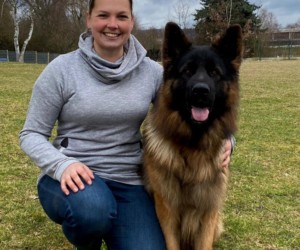 Kim Stanek<br> mit Zieko von Regina Pacis<br>
BH,AD,IGP3,V(BSZS), Körung Kim und Zieko